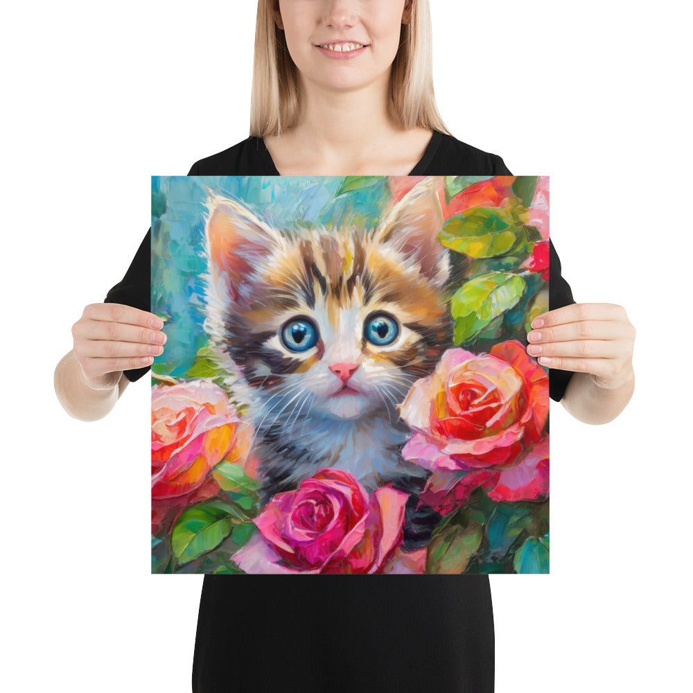 kitten, cat, cats, roses, rose, rose bush, flowers, flower, pets, nature, cute, art,