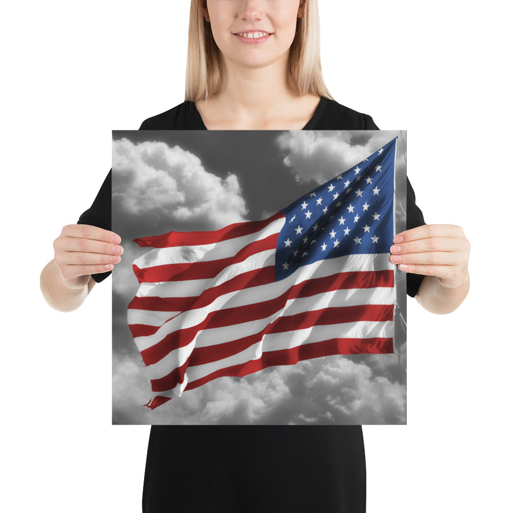 Fine Art Poster Print - Old Glory American Flag With Color Splash Effect - Stylish Home &amp; Office Wall Décor, Perfect Gift For Fourth Of July