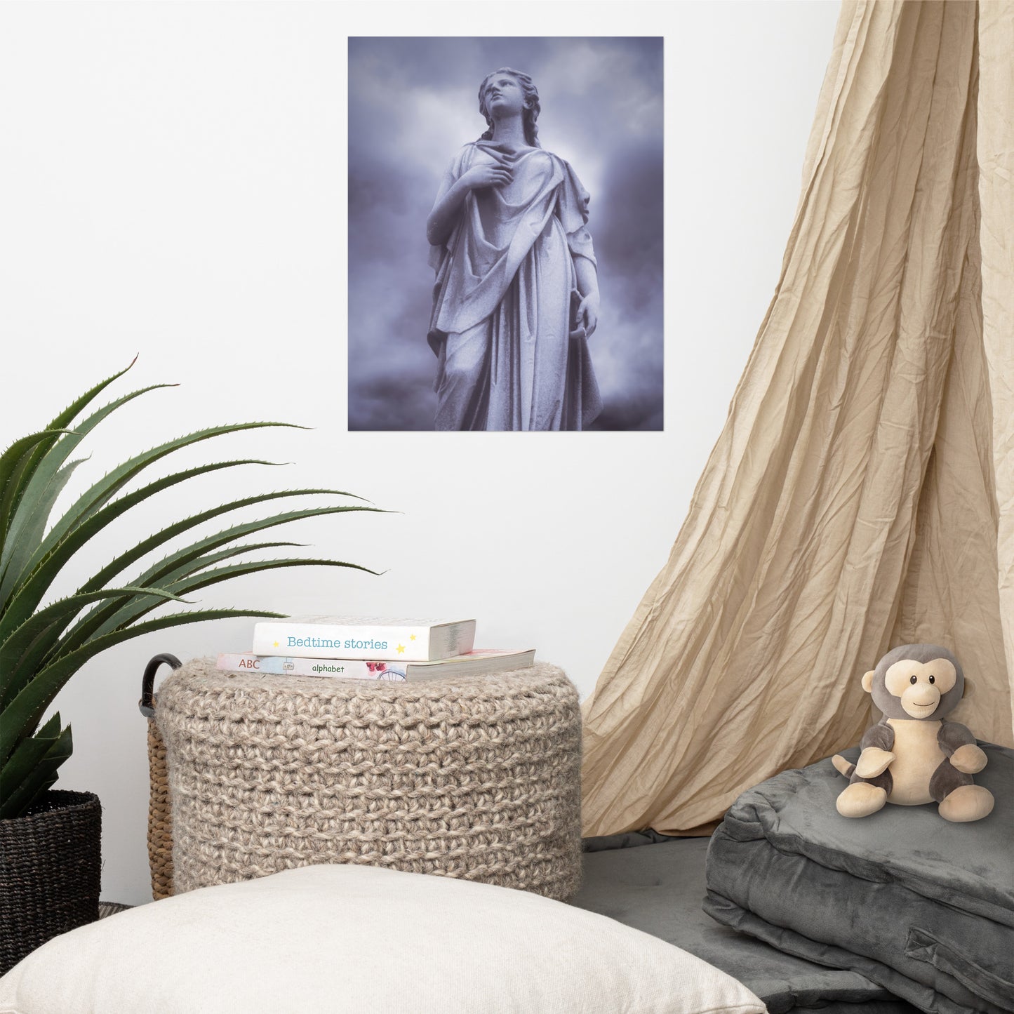 Elegant Statue Of Milady - Beautiful Statue Of A Woman With A Stormy Sky - Blue & Purple Tint - Perfect Gift For Contemporary And Fine Art Photography Lovers