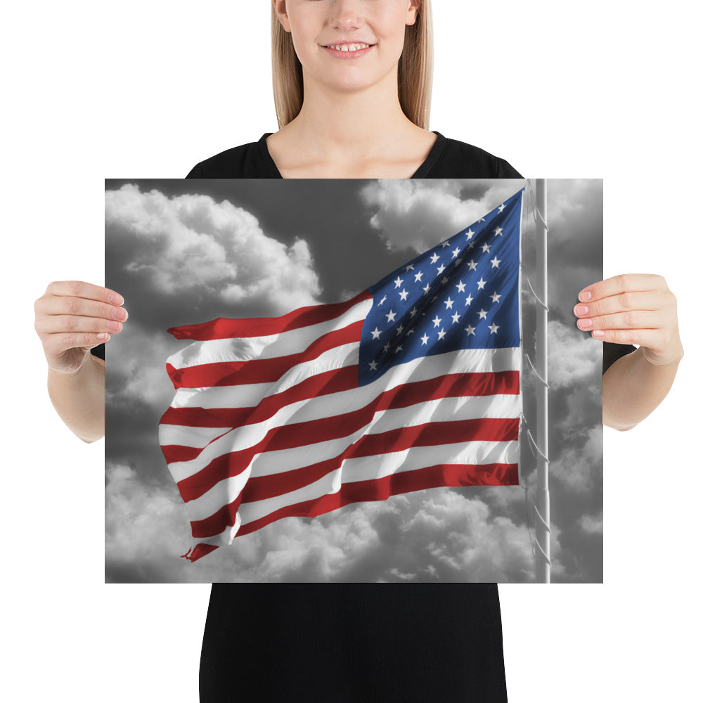 Fine Art Poster Print - Old Glory American Flag With Color Splash Effect - Stylish Home &amp; Office Wall Décor, Perfect Gift For Fourth Of July
