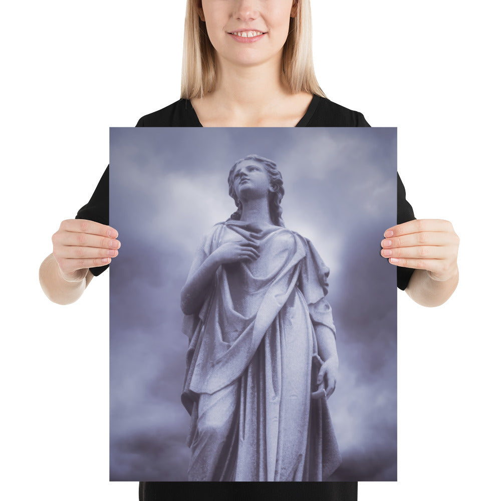 Elegant Statue Of Milady - Beautiful Statue Of A Woman With A Stormy Sky - Blue & Purple Tint - Perfect Gift For Contemporary And Fine Art Photography Lovers