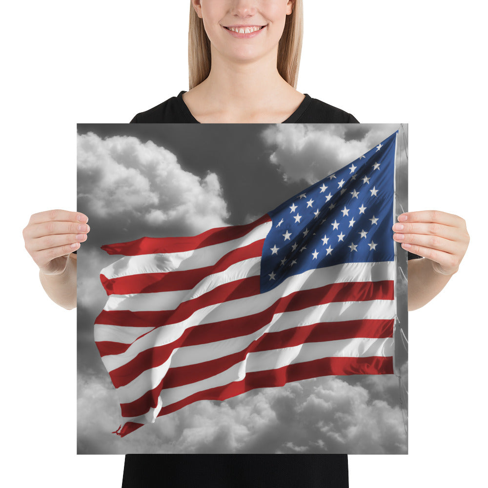 Fine Art Poster Print - Old Glory American Flag With Color Splash Effect - Stylish Home &amp; Office Wall Décor, Perfect Gift For Fourth Of July