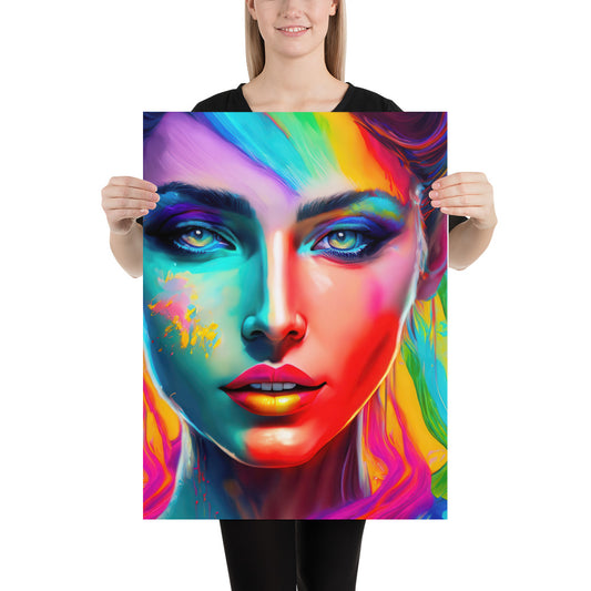 Chroma The Goddess Of Color Fine Art Poster Print - Rainbow Art, Stylish Wall Décor Gift For Fantasy, Surreal, Abstract & Modern Art Lovers