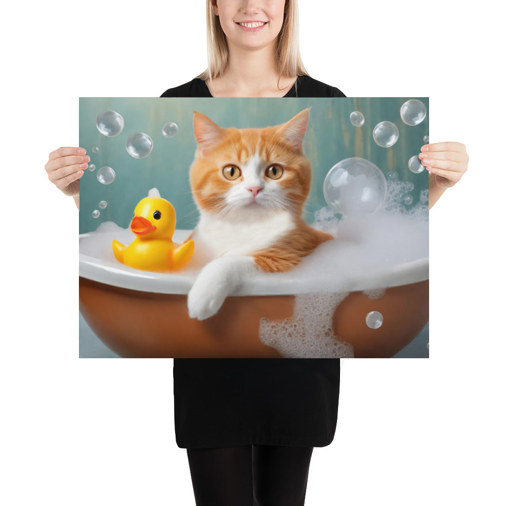 Adorable Cat Bubble Bath Fine Art Poster Print - Perfect for Cat Lovers, Pet Enthusiasts, Kids, and Home Décor - Cute and Whimsical Design