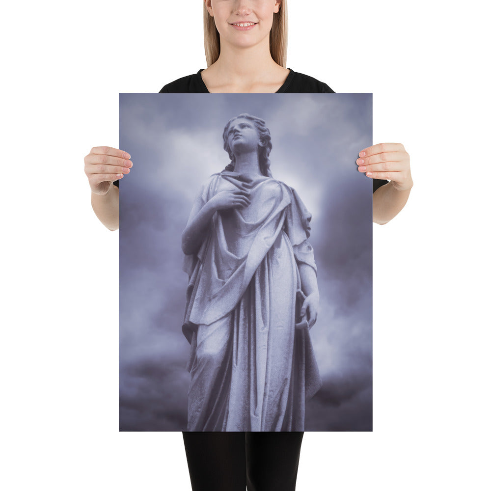 Elegant Statue Of Milady - Beautiful Statue Of A Woman With A Stormy Sky - Blue & Purple Tint - Perfect Gift For Contemporary And Fine Art Photography Lovers