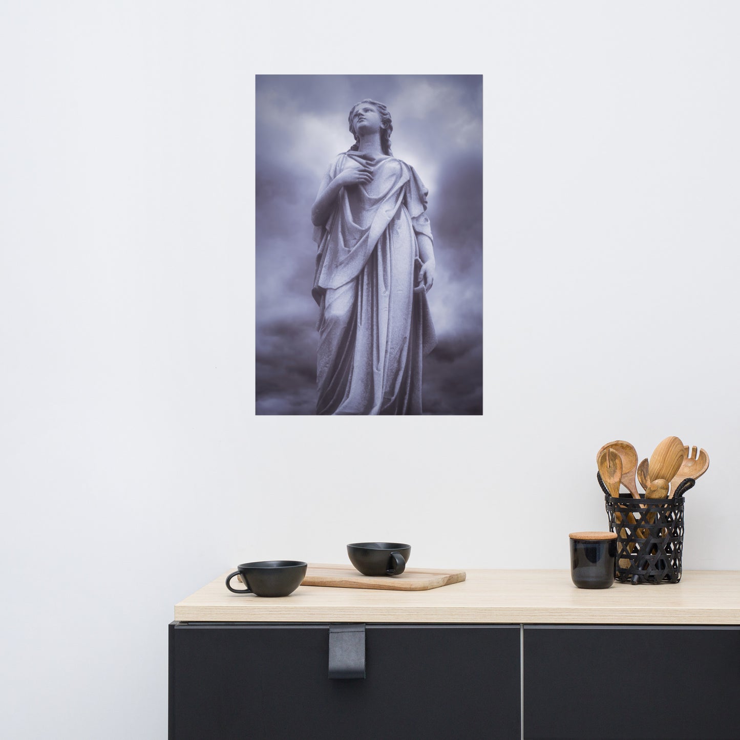 Elegant Statue Of Milady - Beautiful Statue Of A Woman With A Stormy Sky - Blue & Purple Tint - Perfect Gift For Contemporary And Fine Art Photography Lovers