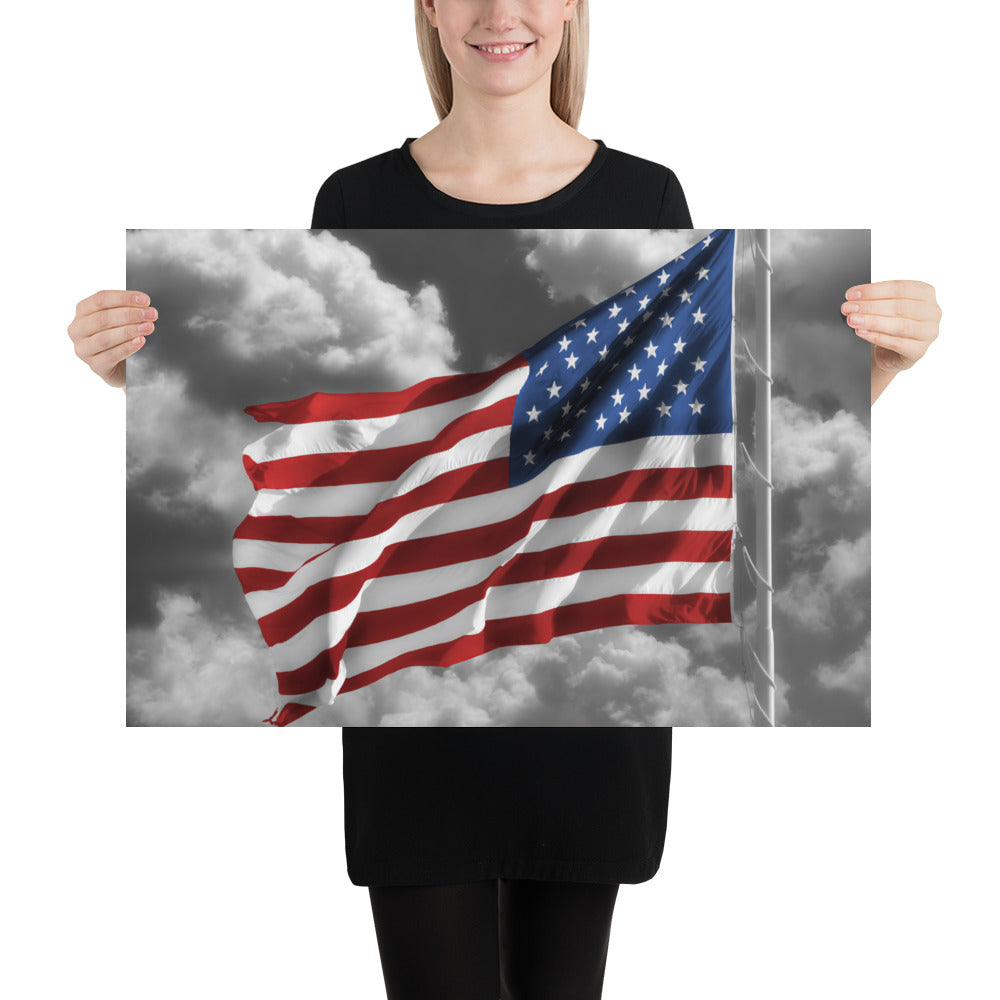 Fine Art Poster Print - Old Glory American Flag With Color Splash Effect - Stylish Home &amp; Office Wall Décor, Perfect Gift For Fourth Of July