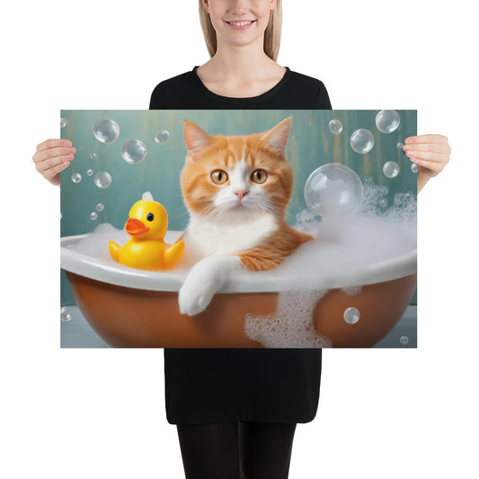 Adorable Cat Bubble Bath Fine Art Poster Print - Perfect for Cat Lovers, Pet Enthusiasts, Kids, and Home Décor - Cute and Whimsical Design