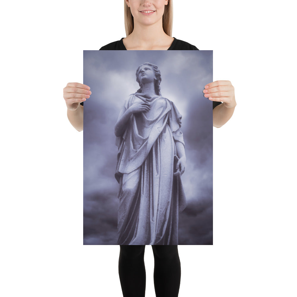 Elegant Statue Of Milady - Beautiful Statue Of A Woman With A Stormy Sky - Blue & Purple Tint - Perfect Gift For Contemporary And Fine Art Photography Lovers