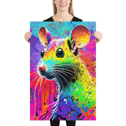 Vibrant Psychedelic Hip Rat - Fine Art Poster Print - Colorful Pop Art Decor For Kids & Teen Bedrooms, Alternative And Graffiti Art Lovers
