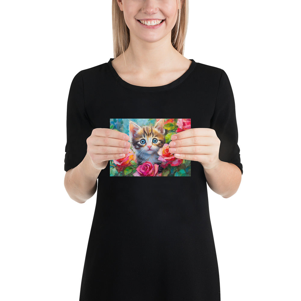 kitten, cat, cats, roses, rose, rose bush, flowers, flower, pets, nature, cute, art,