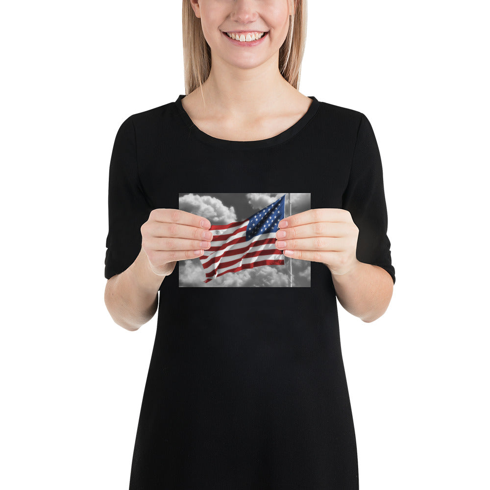 Fine Art Poster Print - Old Glory American Flag With Color Splash Effect - Stylish Home &amp; Office Wall Décor, Perfect Gift For Fourth Of July