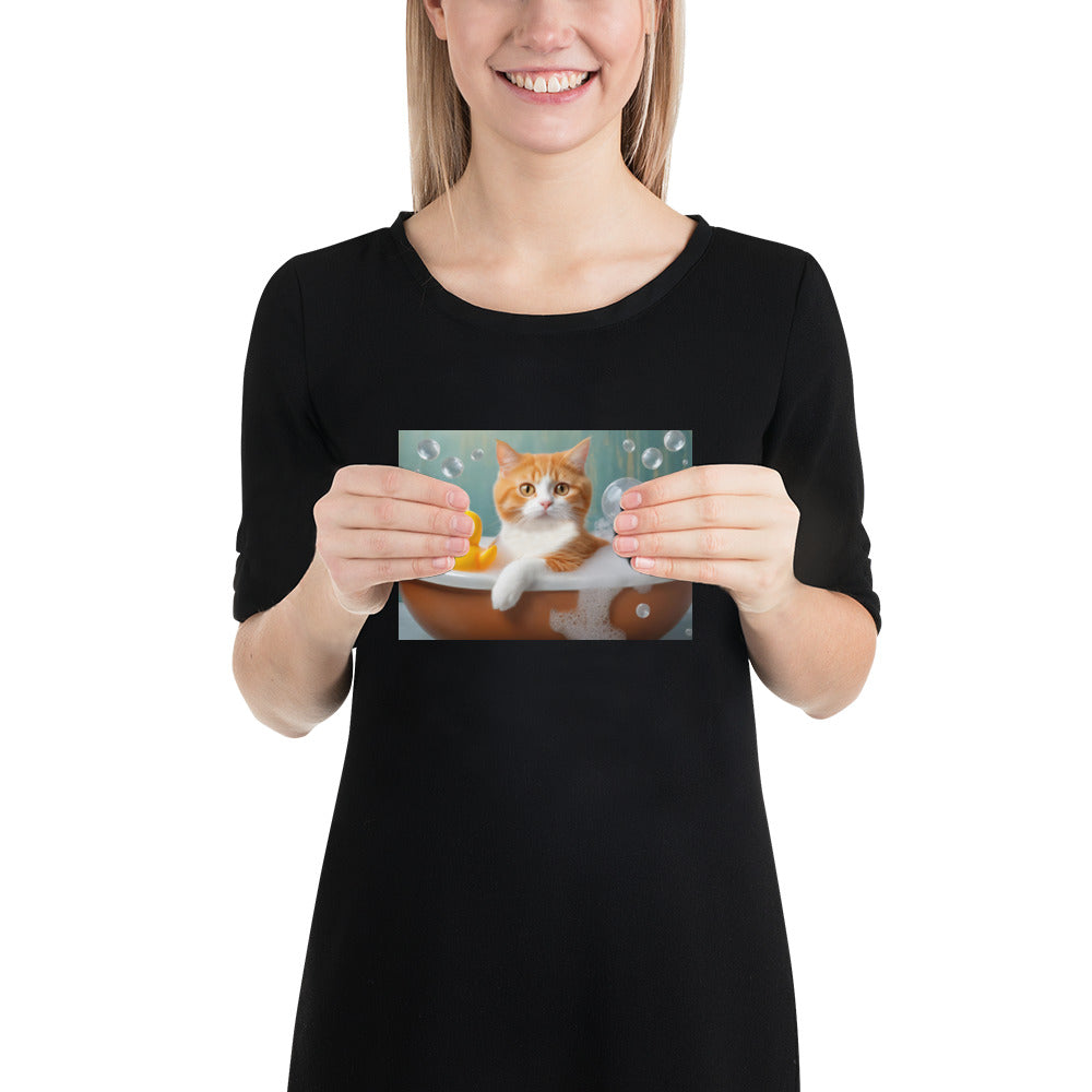 Adorable Cat Bubble Bath Fine Art Poster Print - Perfect for Cat Lovers, Pet Enthusiasts, Kids, and Home Décor - Cute and Whimsical Design