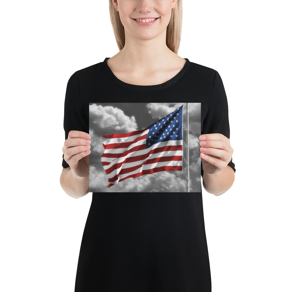 Fine Art Poster Print - Old Glory American Flag With Color Splash Effect - Stylish Home &amp; Office Wall Décor, Perfect Gift For Fourth Of July