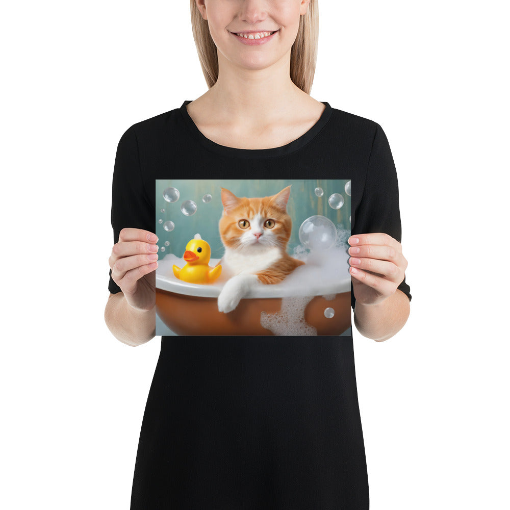 Adorable Cat Bubble Bath Fine Art Poster Print - Perfect for Cat Lovers, Pet Enthusiasts, Kids, and Home Décor - Cute and Whimsical Design