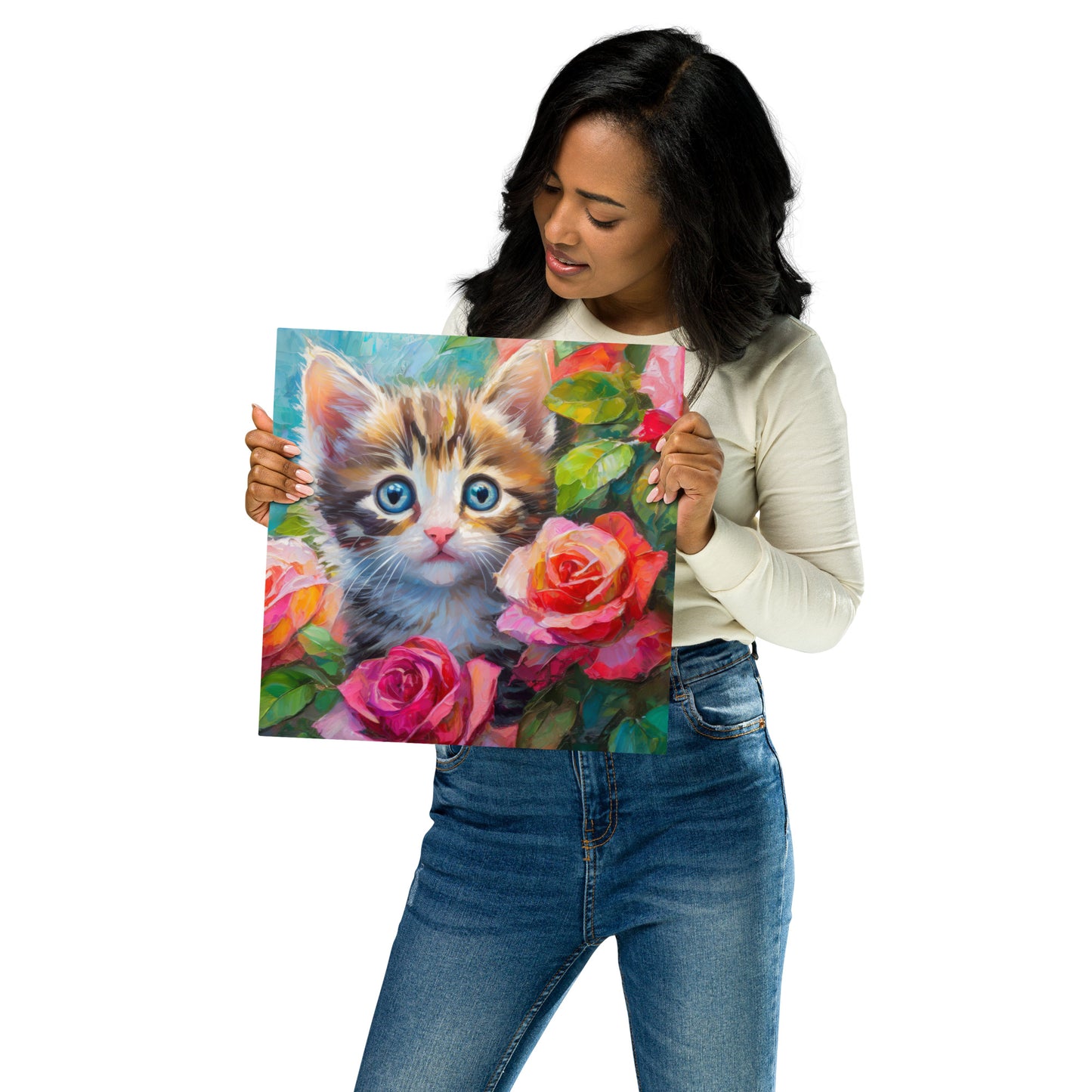 kitten, cat, cats, roses, rose, rose bush, flowers, flower, pets, nature, cute, art,