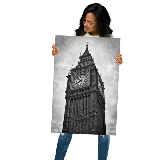 Big Ben Fine Art Metal Print - Black & White Photography, Elegant Home And Office Décor - Stylish Wall Art Gift For Friends And Travelers