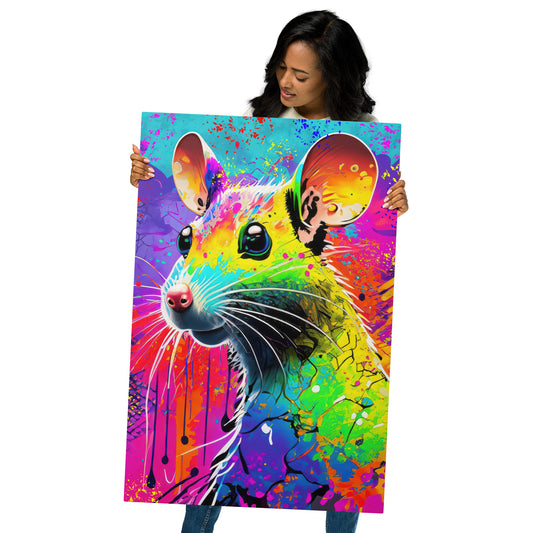 A Hip Rat - Colorful Grunge Fine Art Metal Print - Rainbow Colors - Perfect For Kids And Teen Bedrooms - Alternative Stylish Pop Wall Art