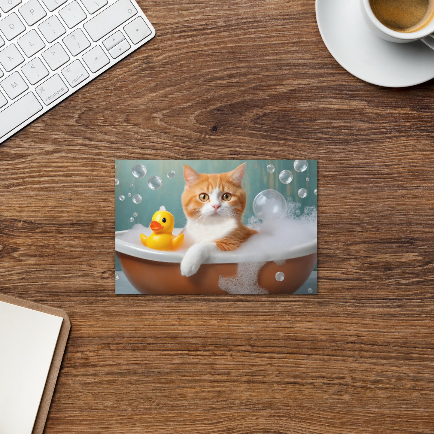 Adorable Cat Bubble Bath Greeting Card - Perfect for Cat Lovers, Pet Enthusiasts, Kids, Home And Bathroom Décor - Cute And Very Funny Design