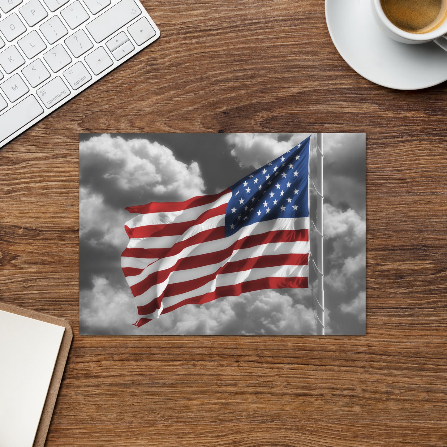 Patriotic Greeting Card - Old Glory American Flag With Color Splash Effect - Stationery Decor For Home & Office, Perfect 4th of July Gift