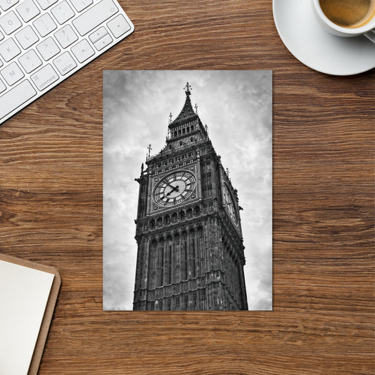 Elegant Big Ben Greeting Card - Perfect For Home And Office Décor, Gift For Travelers And Friends - Stunning Black And White Photography