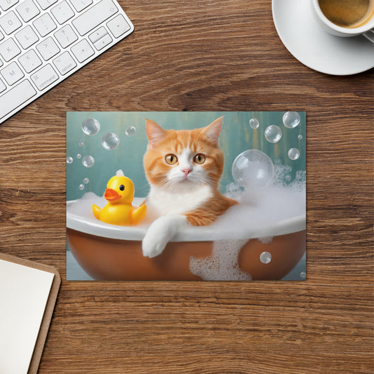 Adorable Cat Bubble Bath Greeting Card - Perfect for Cat Lovers, Pet Enthusiasts, Kids, Home And Bathroom Décor - Cute And Very Funny Design