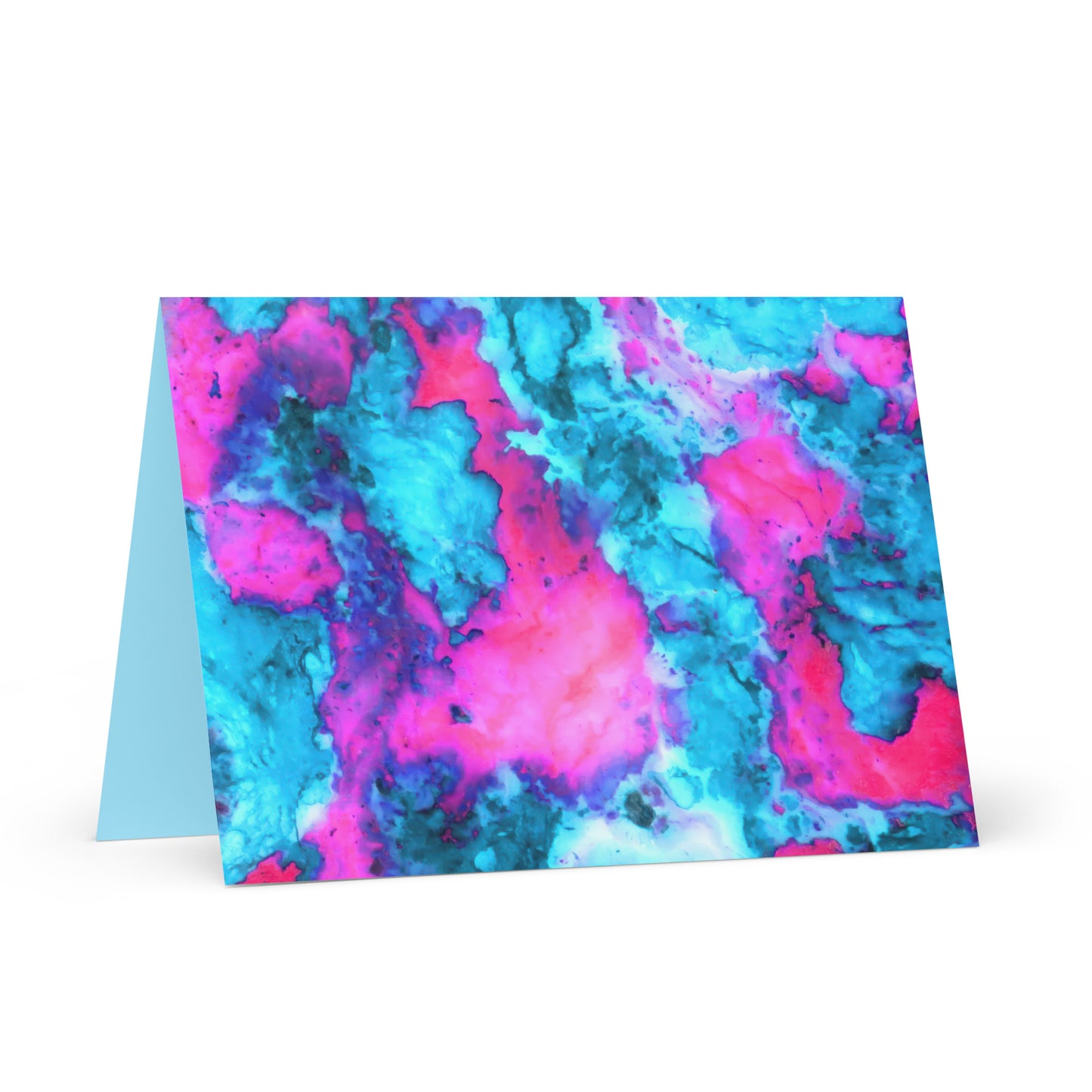 Vibrant Marble Abstract Greeting Card - Magenta & Cyan Art - Stylish & Durable - Perfect for Art Lovers & Special Occasions