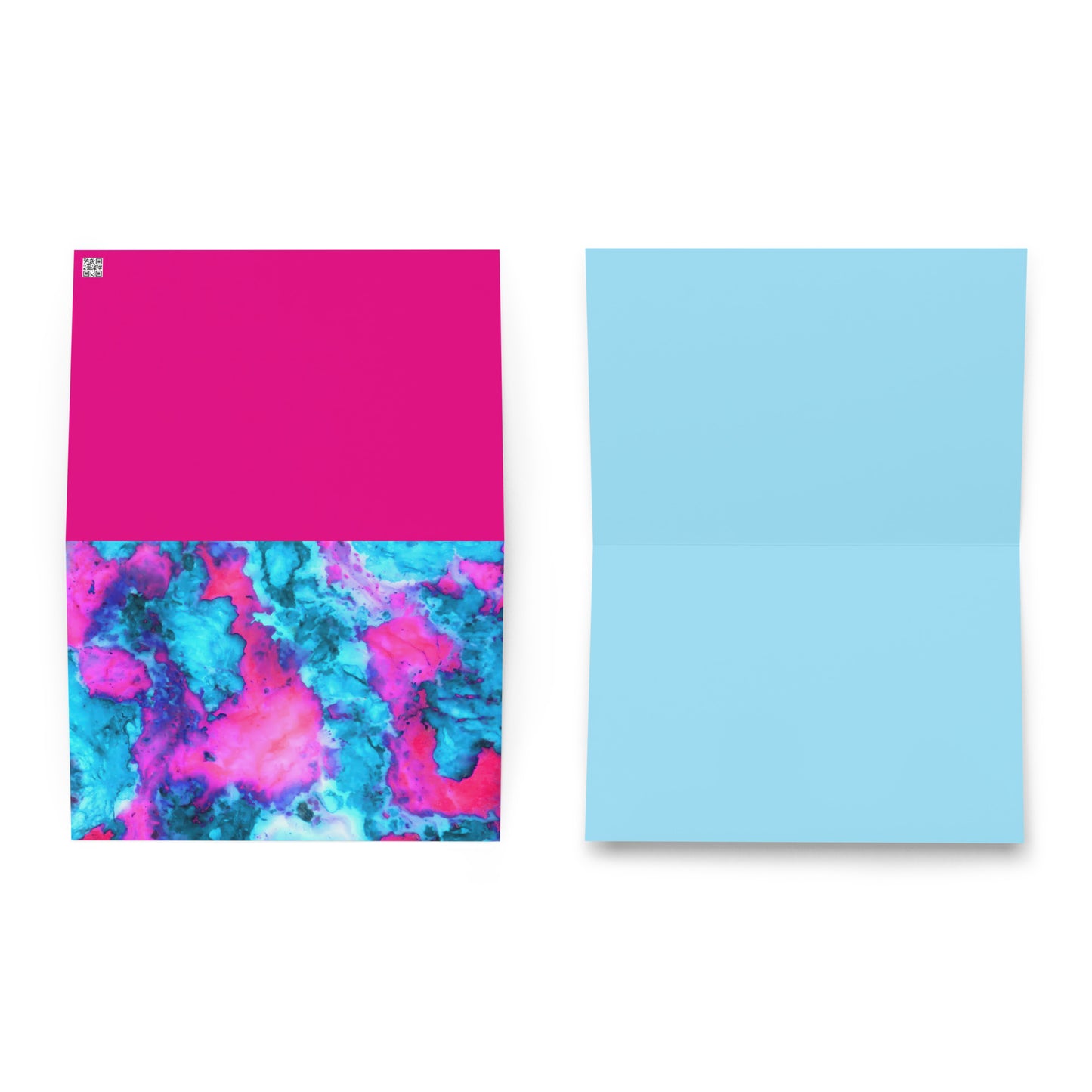 Vibrant Marble Abstract Greeting Card - Magenta & Cyan Art - Stylish & Durable - Perfect for Art Lovers & Special Occasions
