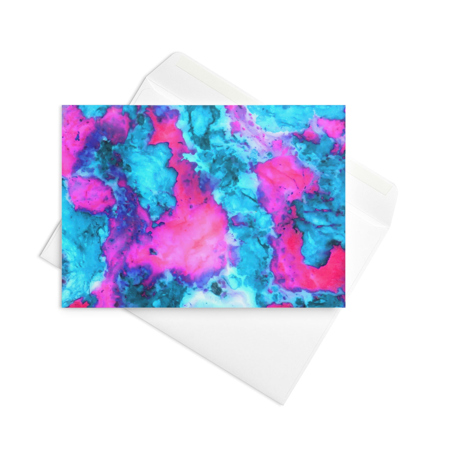Vibrant Marble Abstract Greeting Card - Magenta & Cyan Art - Stylish & Durable - Perfect for Art Lovers & Special Occasions