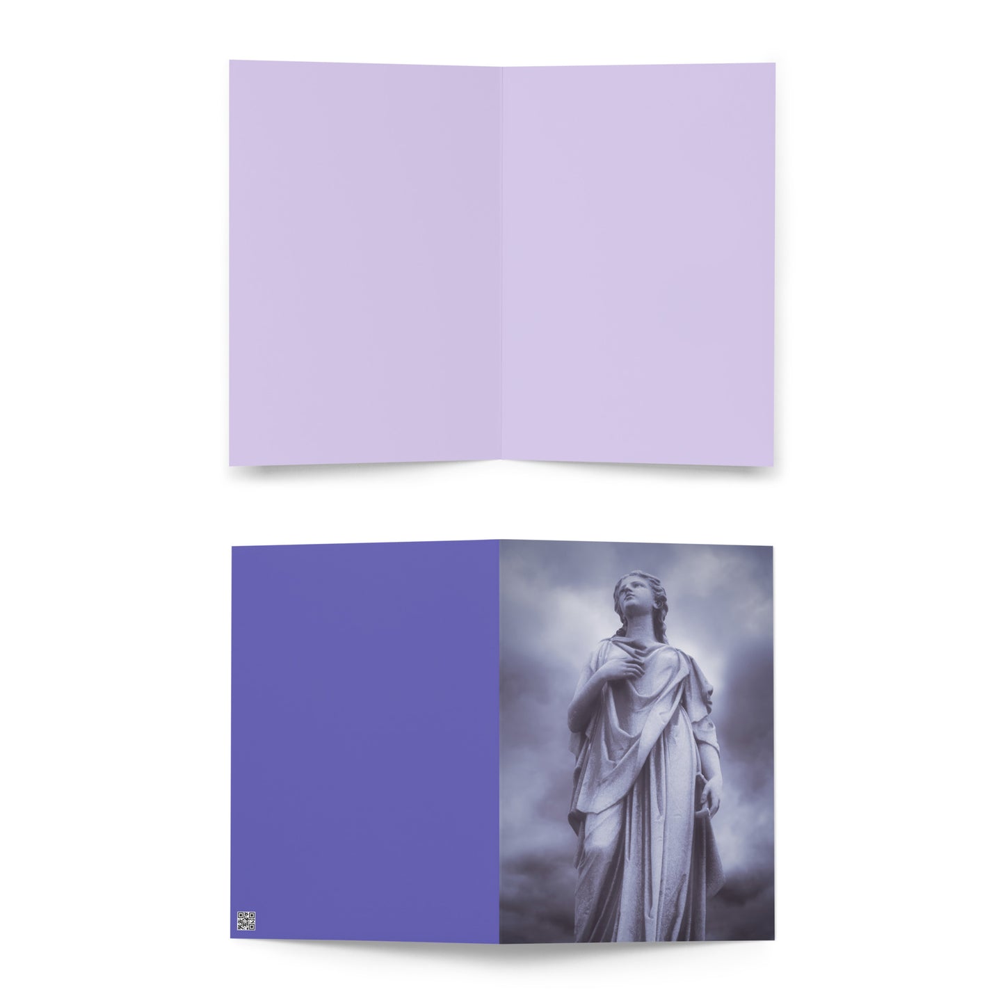 Fine Art Greeting Card – Milady - Beautiful Statue Of A Woman With A Stormy Sky In Blue Monotone  – A Perfect Gift For Contemporary And Fine Art Photography Lovers