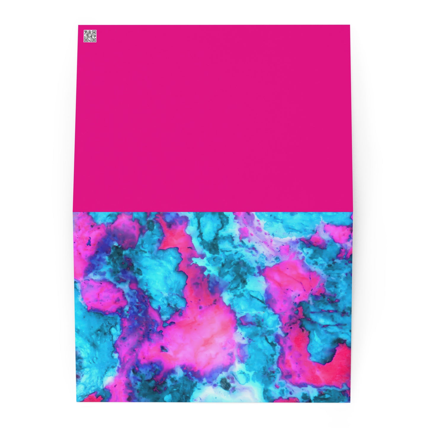 Vibrant Marble Abstract Greeting Card - Magenta & Cyan Art - Stylish & Durable - Perfect for Art Lovers & Special Occasions
