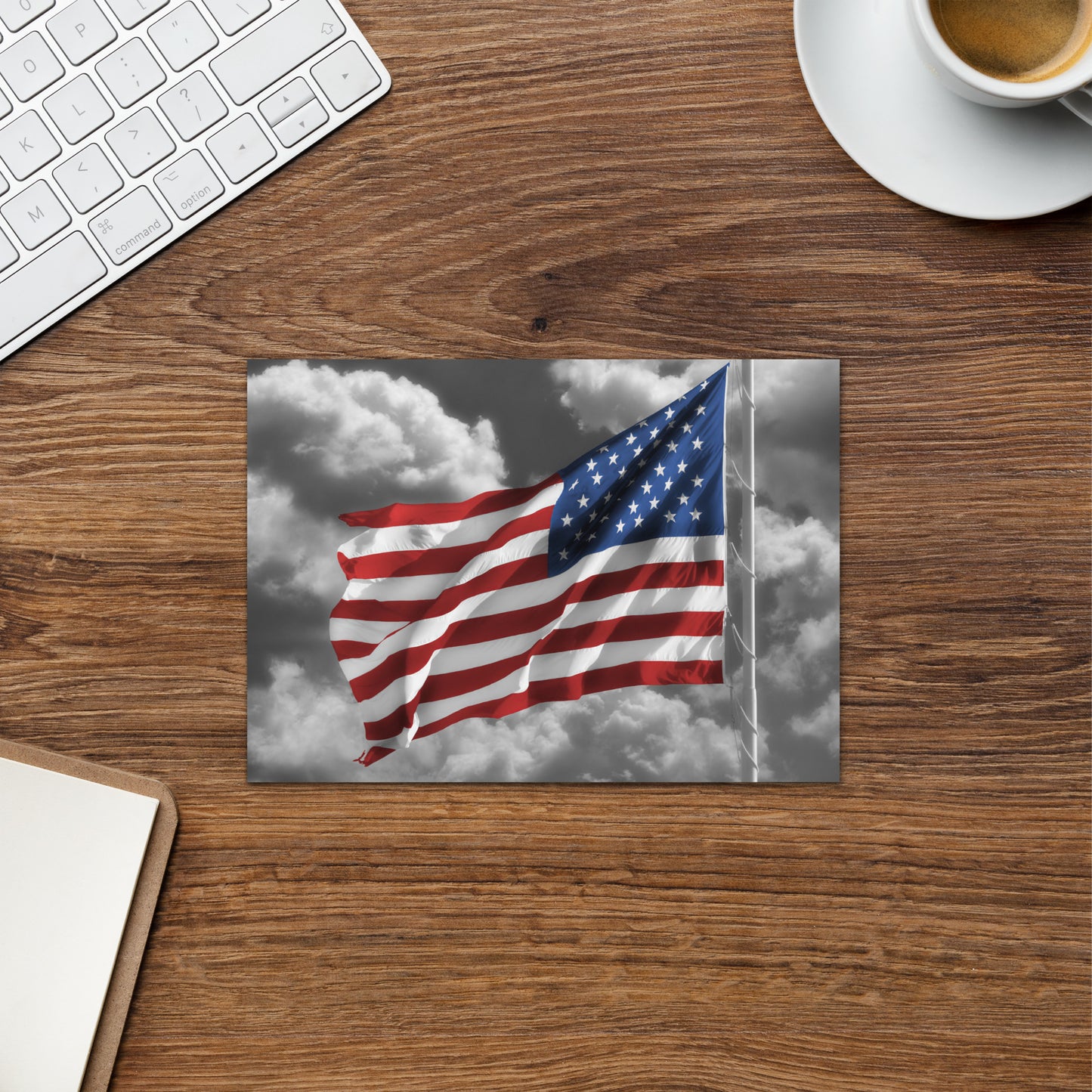 Patriotic Greeting Card - Old Glory American Flag With Color Splash Effect - Stationery Decor For Home & Office, Perfect 4th of July Gift