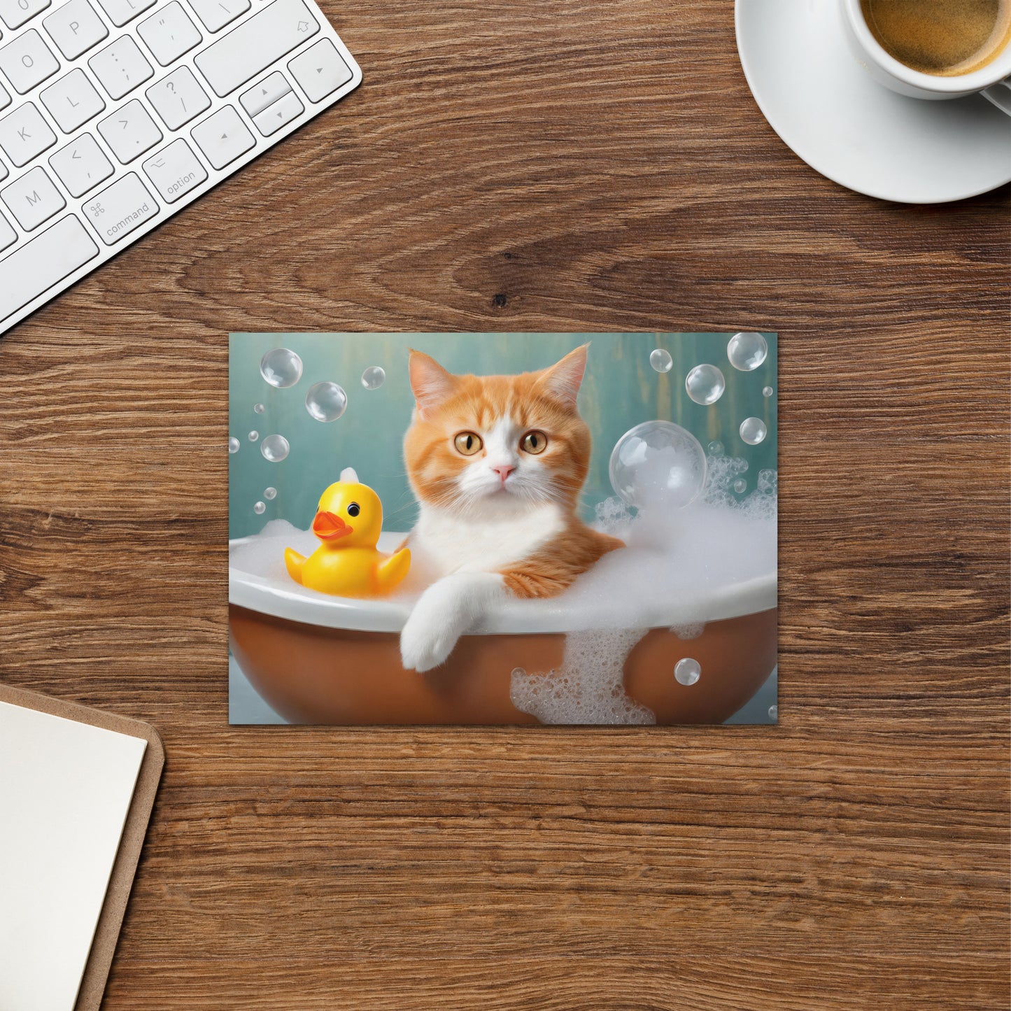 Adorable Cat Bubble Bath Greeting Card - Perfect for Cat Lovers, Pet Enthusiasts, Kids, Home And Bathroom Décor - Cute And Very Funny Design