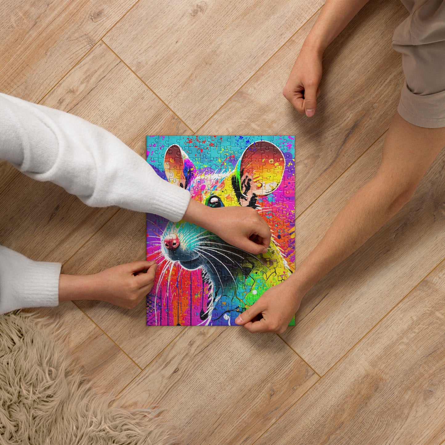 Psychedelic Rat Jigsaw Puzzle - Vibrant Grunge Pop Art, Rainbow Colors, Perfect Gift For Alternative, Pop & Graffiti Art Lovers, Family Fun!