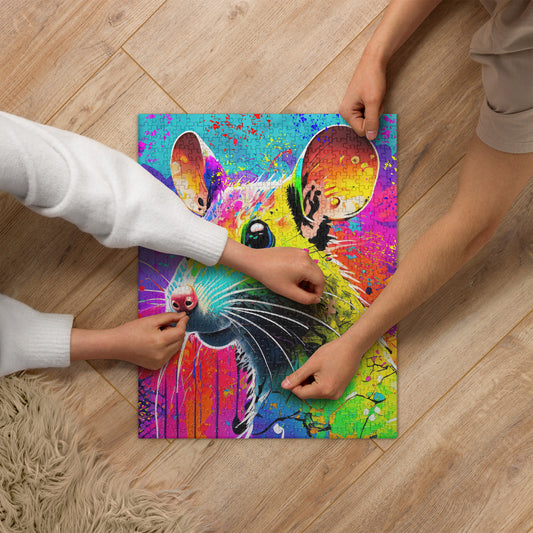 Psychedelic Rat Jigsaw Puzzle - Vibrant Grunge Pop Art, Rainbow Colors, Perfect Gift For Alternative, Pop & Graffiti Art Lovers, Family Fun!
