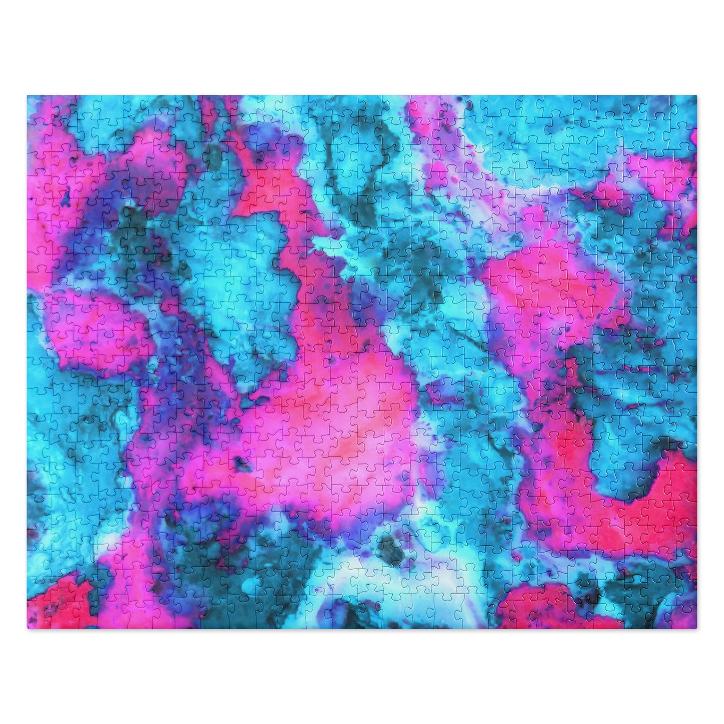 Vibrant Marble Abstract Jigsaw Puzzle - Magenta & Cyan Art - 500 Pieces - Perfect for Art Lovers & Puzzle Enthusiasts