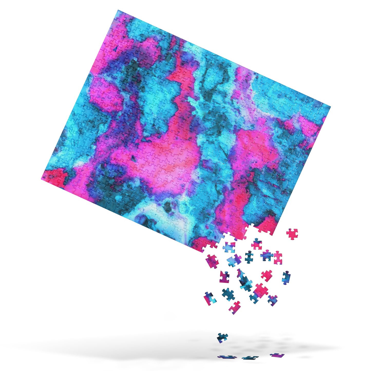 Vibrant Marble Abstract Jigsaw Puzzle - Magenta & Cyan Art - 500 Pieces - Perfect for Art Lovers & Puzzle Enthusiasts