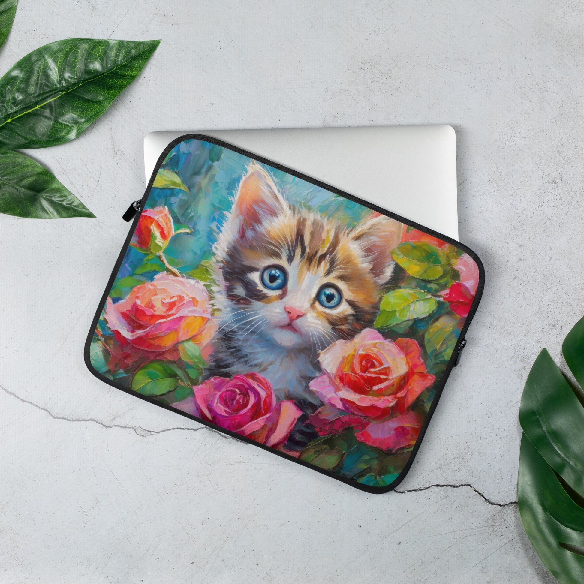 kitten, cat, cats, roses, rose, rose bush, flowers, flower, pets, nature, cute, art,