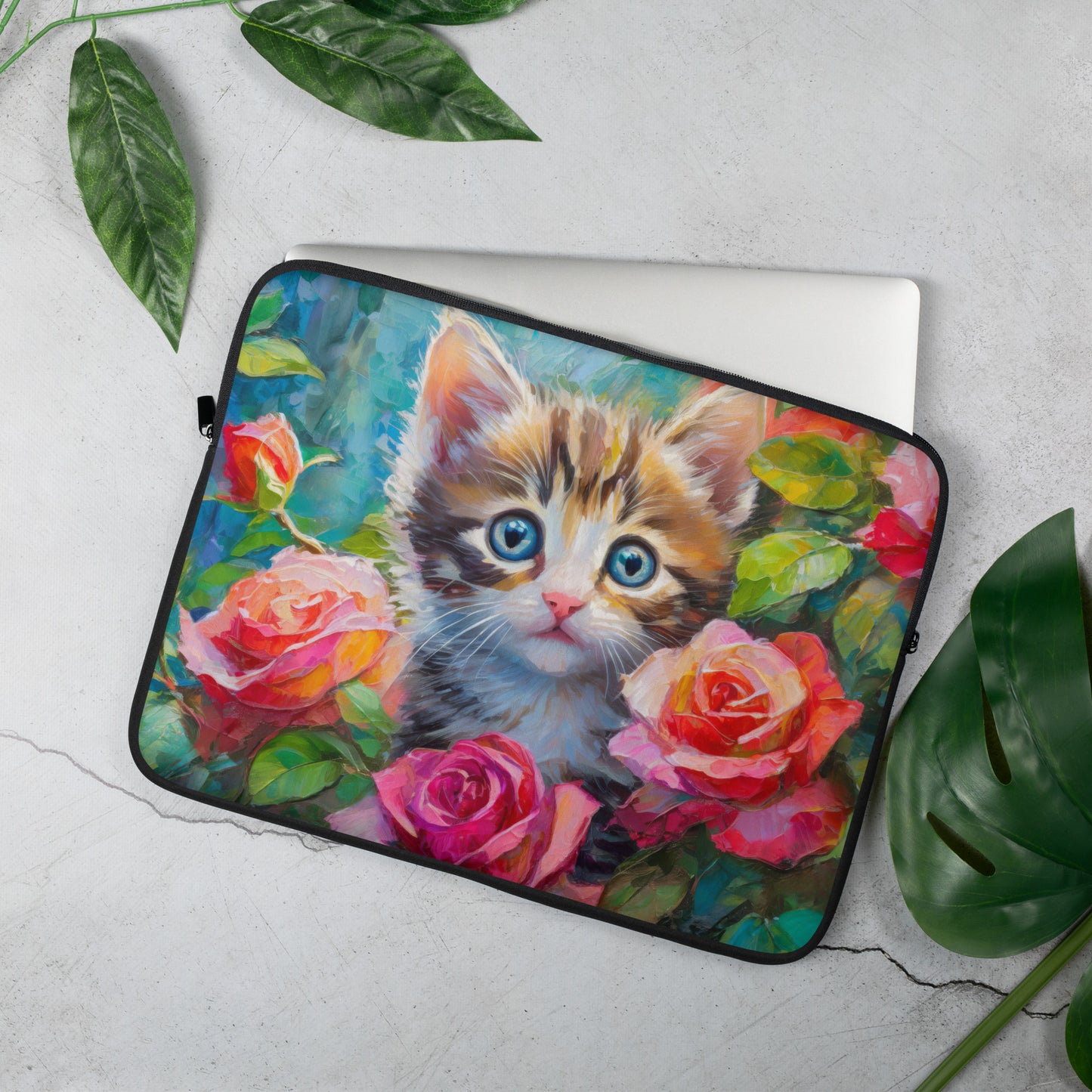 kitten, cat, cats, roses, rose, rose bush, flowers, flower, pets, nature, cute, art,