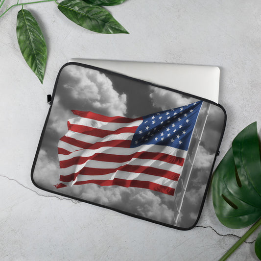 Patriotic Laptop Sleeve - Old Glory American Flag With Color Splash Effect - Stylish Tech And Desk Décor & Perfect Gift For Fourth Of July