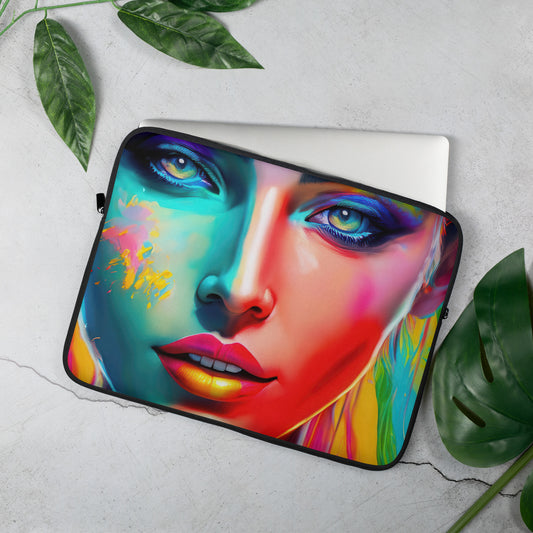 Chroma The Goddess Of Color Laptop Sleeve - Vibrant Rainbow Art, Perfect Tech Décor Gift For Fantasy, Surreal, Abstract & Modern Art Lovers