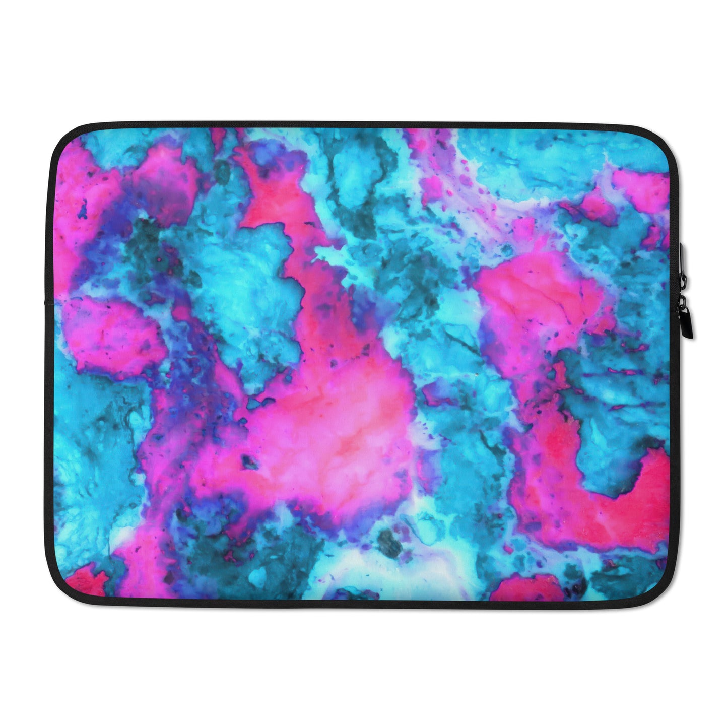 Vibrant Marble Abstract Laptop Sleeve - Magenta & Cyan Art - 13" & 15" Sizes - Stylish & Durable Protection for Your Laptop