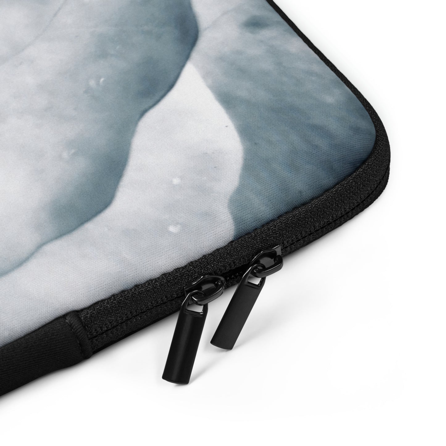 Elegant White Rose Macro Photograph On Fine Art Laptop Sleeve - Perfect Gift For Contemporary Art, Nature, Flower & B&W Photography Lovers