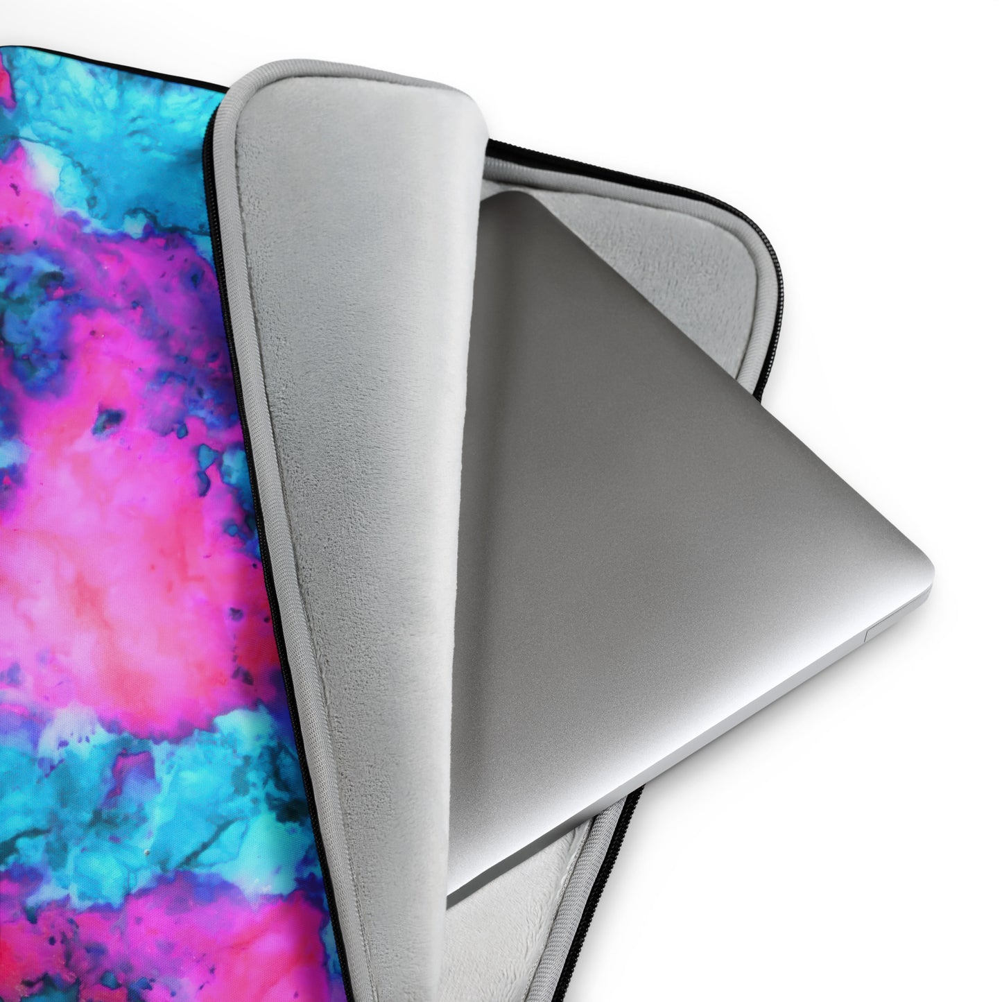 Vibrant Marble Abstract Laptop Sleeve - Magenta & Cyan Art - 13" & 15" Sizes - Stylish & Durable Protection for Your Laptop