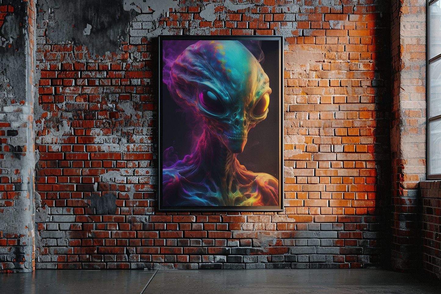 Rainbow Smoke Alien - Colorful Wall Art For Home & Office - Surreal Cosmic Fine Art - Digital Download Print