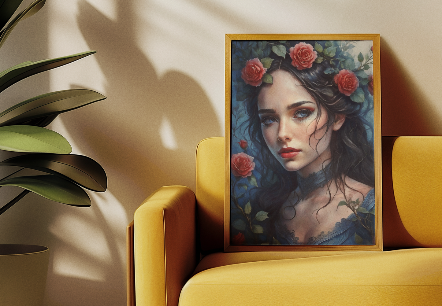 Rose Red - Fairytale - Fine Art Digital Download Print - Maiden With Roses In Her Hair - Sister Of Snow White - Brothers Grimm Artwork