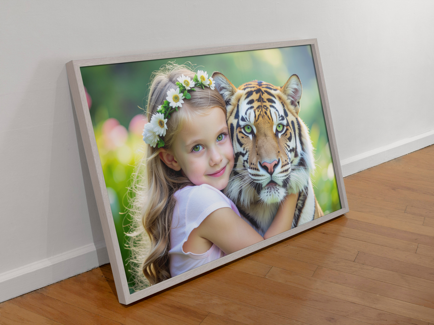 Best Friends - Surreal Friendship - A Little Girl Hugging A Tiger - Fine Art Digital Download Print