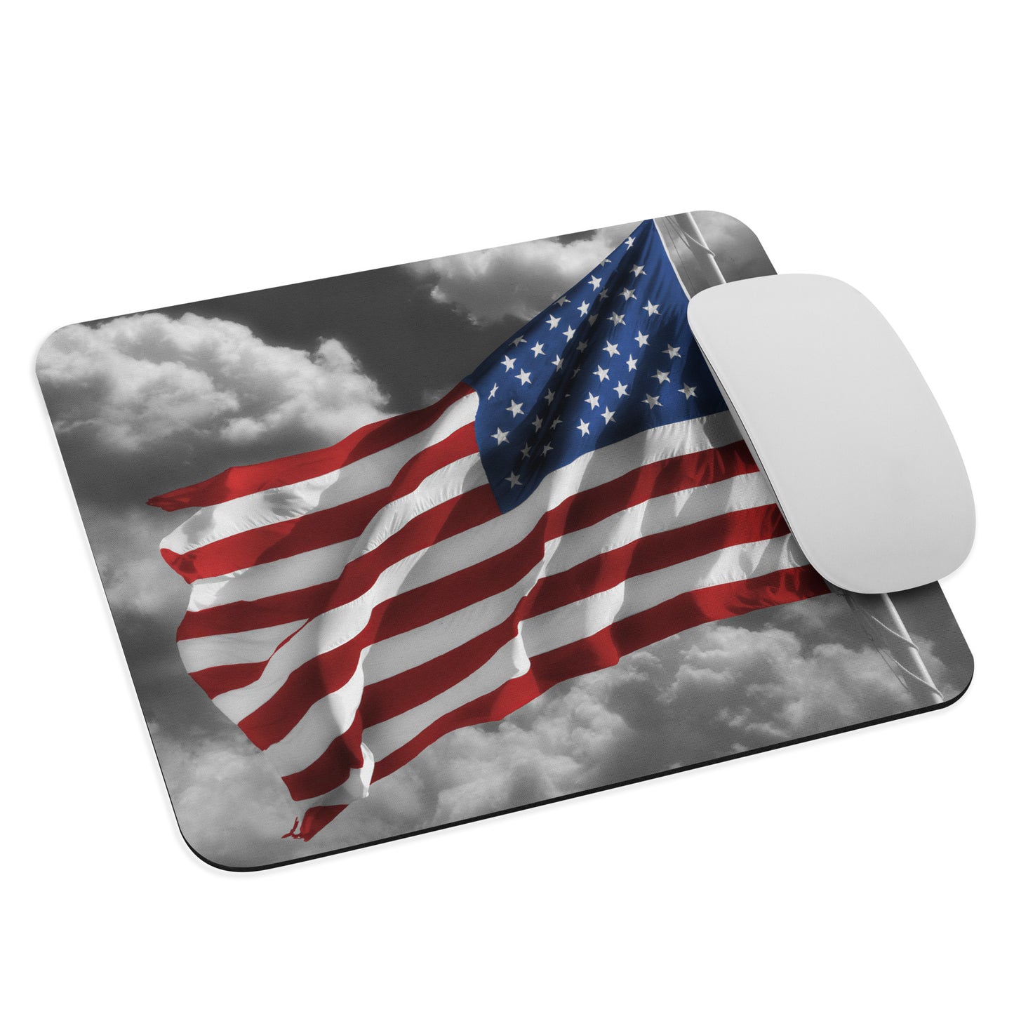 Patriotic Mouse Pad - Old Glory American Flag with Color Splash Effect - Stylish Desk Décor For Home & Office, Perfect Gift For 4th Of July