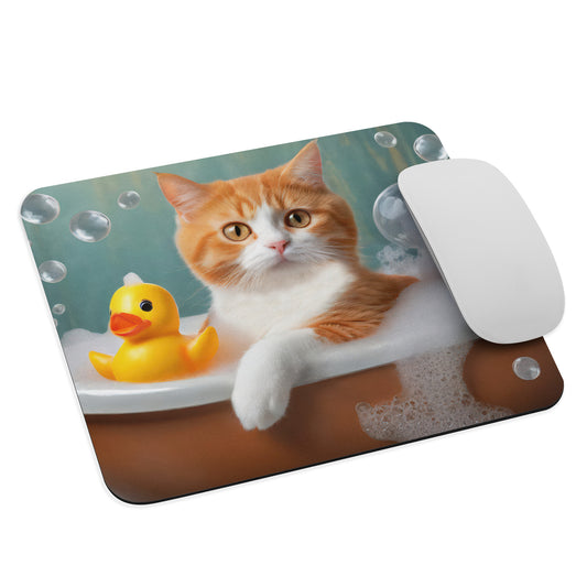 Adorable Cat In Bubble Bath Mouse Pad - Cute Gift For Cat Lovers, Students, Home & Office Décor, Perfect For Kids Desks And Pet Enthusiasts