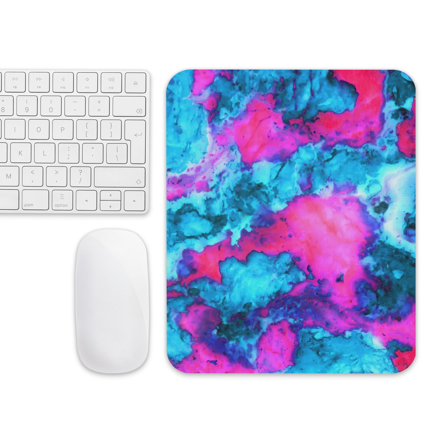 Vibrant Marble Abstract Mouse Pad - Magenta & Cyan Art - Stylish & Durable - Perfect for Art Lovers & Creative Workspaces